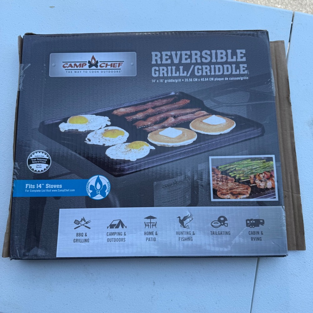 Camp Chef Reversible Grill Griddle 14x16 Cast Iron CGG16B for 14in Stoves NEW - Picture 2 of 3